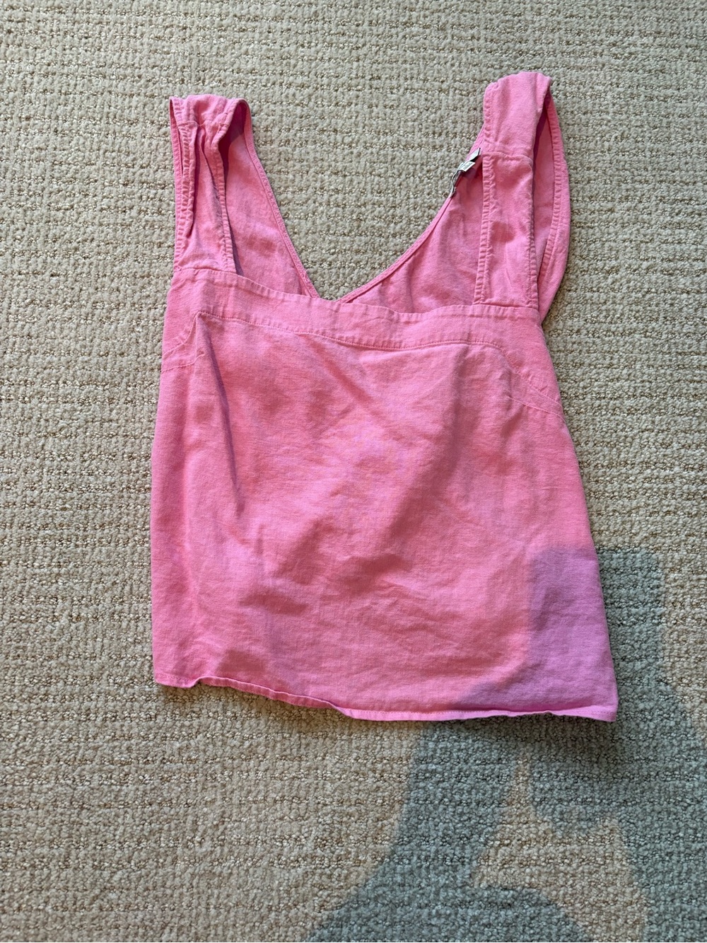 Madewell Pink Linen-Blend V-Neck Tank